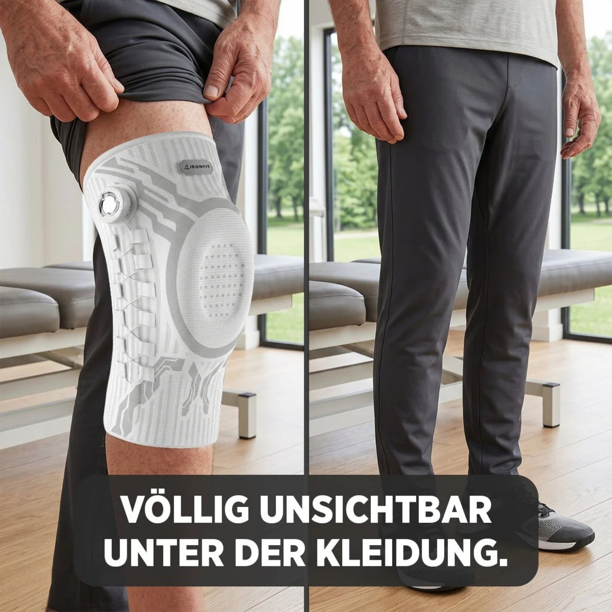 Bandagebank Kniebandage unsichtbar unter der Kleidung